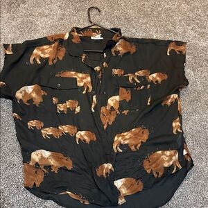 Ariat Black and Brown Buffalo Print Women's Button Down Shirt